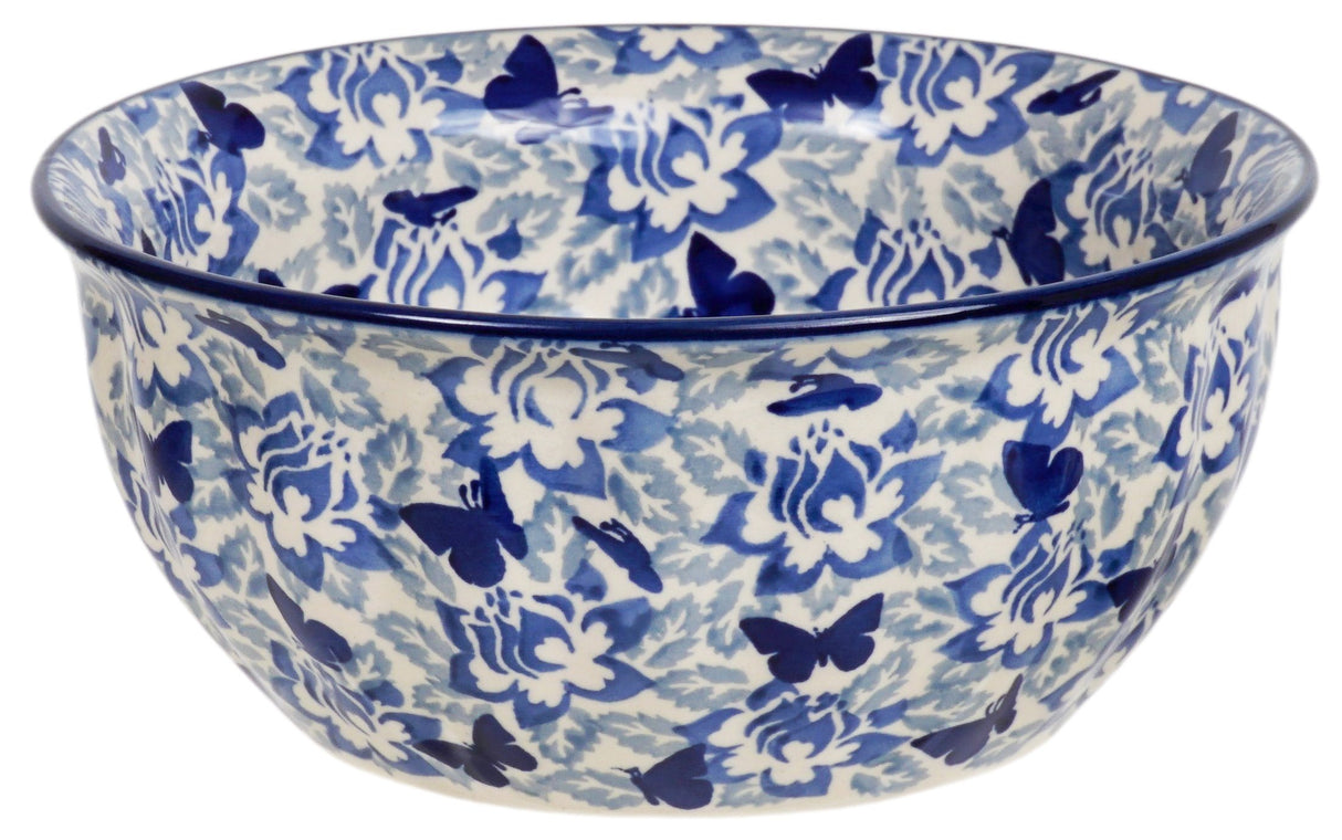 Bowl, Round, 7.75" in "Dusty Blue Butterflies" by Manufaktura | M085U-AS56