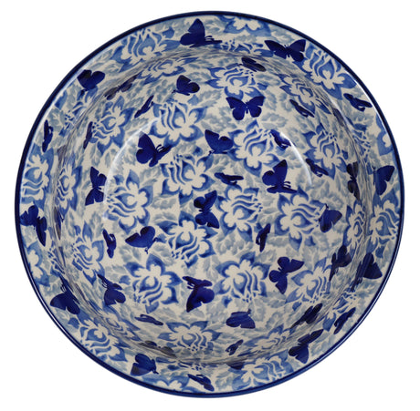 Bowl, Round, 7.75" in "Dusty Blue Butterflies" by Manufaktura | M085U-AS56