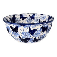 A picture of a Polish Pottery 7.75" Bowl (Blue Butterfly) | M085U-AS58 as shown at PolishPotteryOutlet.com/products/7-75-bowl-blue-butterfly-m085u-as58