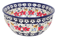 A picture of a Polish Pottery 7.75" Bowl (Bold Red Blossoms) | M085U-P217 as shown at PolishPotteryOutlet.com/products/775-bowls-bold-red-blossoms