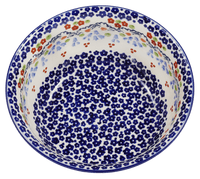 A picture of a Polish Pottery 7.75" Bowl (Blue Bell Delight) | M085U-P356 as shown at PolishPotteryOutlet.com/products/775-bowls-blue-bell-delight