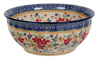 A picture of a Polish Pottery 9" Bowl (Ruby Bouquet) | M086S-DPCS as shown at PolishPotteryOutlet.com/products/9-bowls-ruby-bouquet