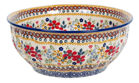 A picture of a Polish Pottery 9" Bowl (Ruby Duet) | M086S-DPLC as shown at PolishPotteryOutlet.com/products/9-bowls-duet-in-ruby