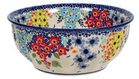 A picture of a Polish Pottery 9" Bowl (Brilliant Garden) | M086S-DPLW as shown at PolishPotteryOutlet.com/products/9-bowl-brilliant-garden