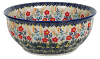 A picture of a Polish Pottery 9" Bowl (Bundled Bouquets) | M086S-JZ33 as shown at PolishPotteryOutlet.com/products/9-bowl-bundled-bouquets