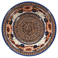 A picture of a Polish Pottery 9" Bowl (Bouquet in a Basket) | M086S-JZK as shown at PolishPotteryOutlet.com/products/9-bowl-bouquet-in-a-basket-m086s-jzk