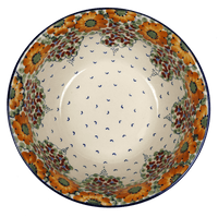 A picture of a Polish Pottery 9" Bowl (Autumn Harvest) | M086S-LB as shown at PolishPotteryOutlet.com/products/9-bowls-autumn-harvest