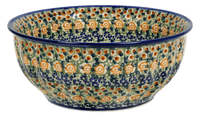 A picture of a Polish Pottery 9" Bowl (Perennial Garden) | M086S-LM as shown at PolishPotteryOutlet.com/products/9-bowls-perennial-garden