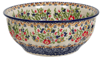 A picture of a Polish Pottery 9" Bowl (Poppy Persuasion) | M086S-P265 as shown at PolishPotteryOutlet.com/products/9-bowls-poppy-persuasion