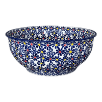 A picture of a Polish Pottery 9" Bowl (Field of Daisies) | M086S-S001 as shown at PolishPotteryOutlet.com/products/9-bowl-s001-m086s-s001