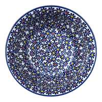 A picture of a Polish Pottery 9" Bowl (Field of Daisies) | M086S-S001 as shown at PolishPotteryOutlet.com/products/9-bowl-s001-m086s-s001