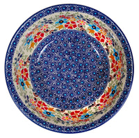 A picture of a Polish Pottery 9" Bowl (Festive Flowers) | M086S-IZ16 as shown at PolishPotteryOutlet.com/products/9-bowl-festive-flowers
