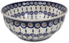 Polish Pottery 9" Bowl (Floral Peacock) | M086T-54KK at PolishPotteryOutlet.com