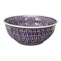 A picture of a Polish Pottery 9" Bowl (Chocolate Drop) | M086T-55 as shown at PolishPotteryOutlet.com/products/9-bowl-chocolate-drop-m086t-55