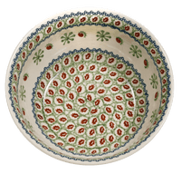 A picture of a Polish Pottery 9" Bowl (Chocolate Mint) | M086T-AK as shown at PolishPotteryOutlet.com/products/9-bowls-chocolate-mint