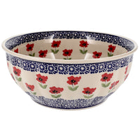 A picture of a Polish Pottery 9" Bowl (Poppy Garden) | M086T-EJ01 as shown at PolishPotteryOutlet.com/products/9-bowl-poppy-garden-m086t-ej01