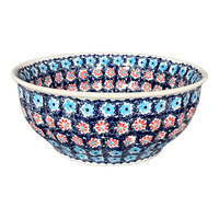 A picture of a Polish Pottery 9" Bowl (Daisy Circle) | M086T-MS01 as shown at PolishPotteryOutlet.com/products/9-bowl-ms01-m086t-ms01