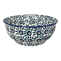 A picture of a Polish Pottery 9" Bowl (Peacock Parade) | M086U-AS60 as shown at PolishPotteryOutlet.com/products/9-bowl-peacock-parade-m086u-as60