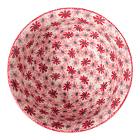 A picture of a Polish Pottery 9" Bowl (Scarlet Daisy) | M086U-AS73 as shown at PolishPotteryOutlet.com/products/9-bowl-scarlet-daisy-m086u-as73