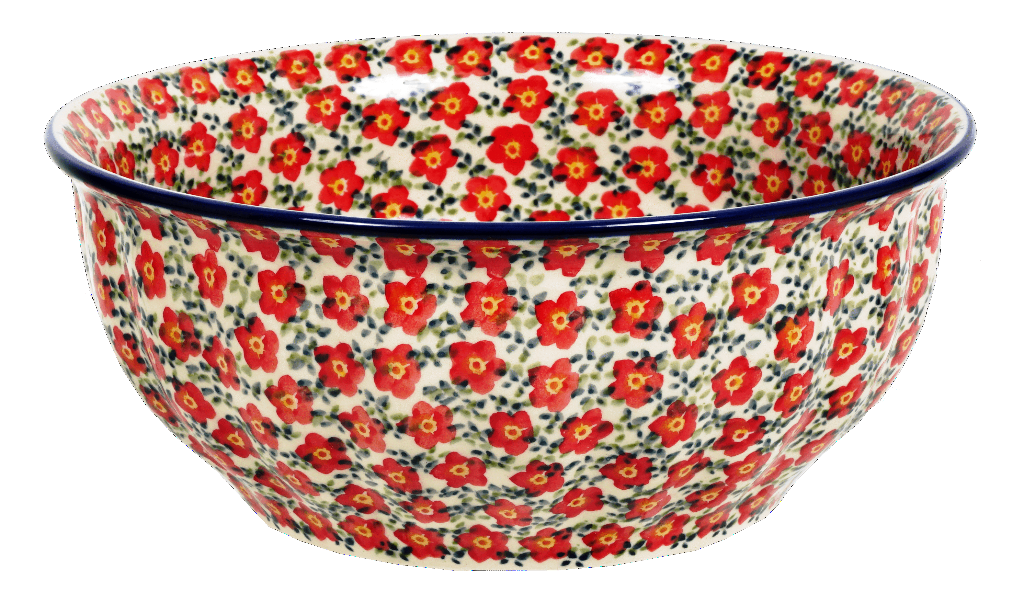 Bowl, Round, 9" Bowl in "Floral Revival Red" by Manufaktura | M086U-MCZE