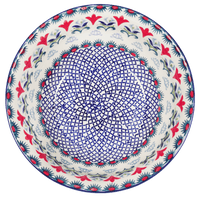A picture of a Polish Pottery 9" Bowl (Scandinavian Scarlet) | M086U-P295 as shown at PolishPotteryOutlet.com/products/9-bowls-scandinavian-scarlet
