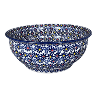 A picture of a Polish Pottery 11" Bowl (Field of Daisies) | M087S-S001 as shown at PolishPotteryOutlet.com/products/11-bowl-s001-m087s-s001