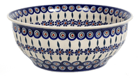 A picture of a Polish Pottery 11" Bowl (Floral Peacock) | M087T-54KK as shown at PolishPotteryOutlet.com/products/11-bowls-floral-peacock