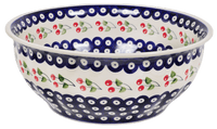 A picture of a Polish Pottery 11" Bowl (Cherry Dot) | M087T-70WI as shown at PolishPotteryOutlet.com/products/11-bowls-cherry-dot