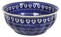 A picture of a Polish Pottery 11" Bowl (Nordic Hearts) | M087T-DSS as shown at PolishPotteryOutlet.com/products/11-bowls-nordic-hearts