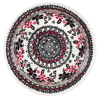 A picture of a Polish Pottery 6.5" Bowl (Duet in Black & Red) | M084S-DPCC as shown at PolishPotteryOutlet.com/products/6-5-bowl-duet-in-black-red