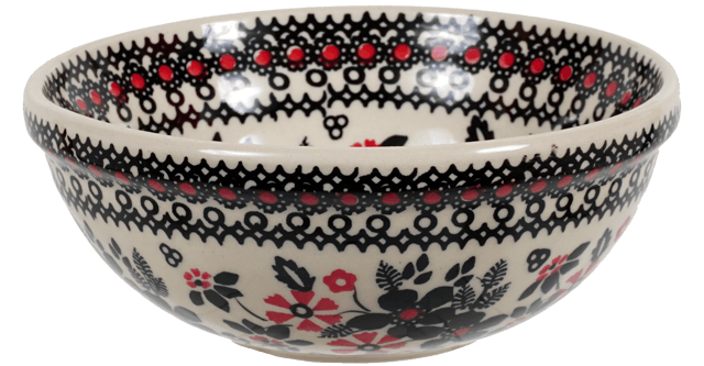 Bowl, Round, 6" in "Duet in Black & Red" by Manufaktura | M089S-DPCC