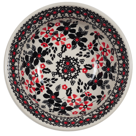 Bowl, Round, 6" in "Duet in Black & Red" by Manufaktura | M089S-DPCC