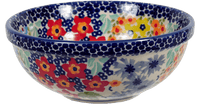 A picture of a Polish Pottery 6" Bowl (Brilliant Garden) | M089S-DPLW as shown at PolishPotteryOutlet.com/products/6-bowl-brilliant-garden