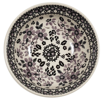 A picture of a Polish Pottery 6" Bowl (Duet in Black & Grey) | M089S-DPSC as shown at PolishPotteryOutlet.com/products/6-bowl-duet-in-black-grey