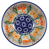 A picture of a Polish Pottery 6" Bowl (Sun-Kissed Garden) | M089S-GM15 as shown at PolishPotteryOutlet.com/products/6-bowls-sun-kissed-garden