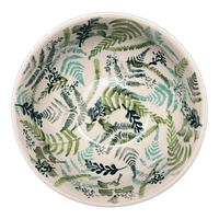 A picture of a Polish Pottery 6" Bowl (Scattered Ferns) | M089S-GZ39 as shown at PolishPotteryOutlet.com/products/6-bowl-scattered-ferns-m089s-gz39