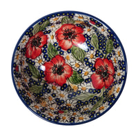 A picture of a Polish Pottery 6" Bowl (Poppies & Posies) | M089S-IM02 as shown at PolishPotteryOutlet.com/products/6-bowl-poppies-posies