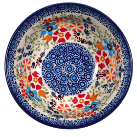 Polish Pottery 6" Bowl (Festive Flowers) | M089S-IZ16 Additional Image at PolishPotteryOutlet.com
