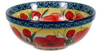 A picture of a Polish Pottery 6" Bowl (Poppies in Bloom) | M089S-JZ34 as shown at PolishPotteryOutlet.com/products/6-bowl-poppies-in-bloom