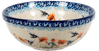 A picture of a Polish Pottery 6" Bowl (Hummingbird Harvest) | M089S-JZ35 as shown at PolishPotteryOutlet.com/products/6-bowl-hummingbird-harvest