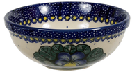 A picture of a Polish Pottery 6" Bowl (Pansies) | M089S-JZB as shown at PolishPotteryOutlet.com/products/6-bowls-pansies