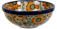 A picture of a Polish Pottery 6" Bowl (Autumn Harvest) | M089S-LB as shown at PolishPotteryOutlet.com/products/6-bowls-autumn-harvest