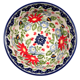 Polish Pottery 6" Bowl (Floral Fantasy) | M089S-P260 Additional Image at PolishPotteryOutlet.com