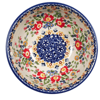A picture of a Polish Pottery 6" Bowl (Poppy Persuasion) | M089S-P265 as shown at PolishPotteryOutlet.com/products/6-bowls-poppy-persuasion