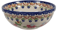 A picture of a Polish Pottery 6" Bowl (Mediterranean Blossoms) | M089S-P274 as shown at PolishPotteryOutlet.com/products/6-bowls-mediterranean-blossoms