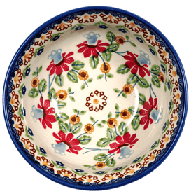 Polish Pottery 6" Bowl (Mediterranean Blossoms) | M089S-P274 Additional Image at PolishPotteryOutlet.com