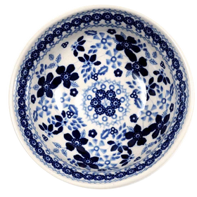 Polish Pottery 6" Bowl (Duet in Blue) | M089S-SB01 Additional Image at PolishPotteryOutlet.com