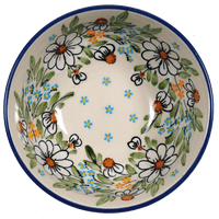 A picture of a Polish Pottery 6" Bowl (Daisy Bouquet) | M089S-TAB3 as shown at PolishPotteryOutlet.com/products/6-bowl-daisy-bouquet