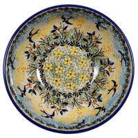 A picture of a Polish Pottery 6" Bowl (Soaring Swallows) | M089S-WK57 as shown at PolishPotteryOutlet.com/products/6-bowls-soaring-swallows