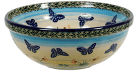 A picture of a Polish Pottery 6" Bowl (Butterflies in Flight) | M089S-WKM as shown at PolishPotteryOutlet.com/products/6-bowls-butterflies-in-flight